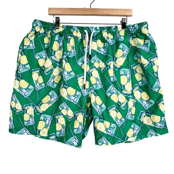 Crown & Ivy XXL Men's Swim 7" Lined Board Shorts Green Yellow Lemon LEMONADE - Picture 1 of 11